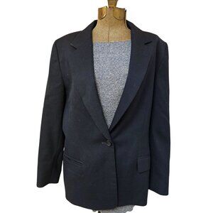 Pendleton Womens Black Blazer Size 12 Virgin Wool Single Button Closure USA